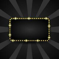 Empty golden banner with lamp and black background vector