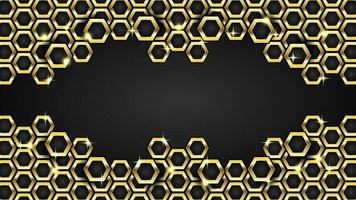 Golden Hexagonal With Black Background vector