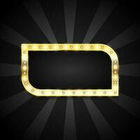 Empty golden banner with lamp and black background vector