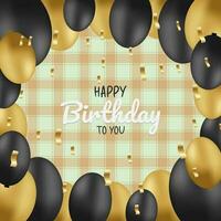 Happy Birhday Background with Black and Gold Balloons vector