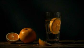 Refreshing citrus cocktail on rustic wooden table generated by AI photo