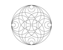 Sacred Mandala template to print and color. Round design element isolated on white background. Circle pattern in white color. Vector illustration for logo, tattoo, monogram, web-design, decoration