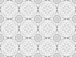 Seamless pattern of Sacred Mandala template to print and color. Round design element isolated on white background. Circle texture in black lines color. Vector illustration decoration