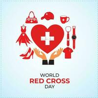 World red cross day concept. Red Crescent Day. Template for background, banner, card, poster. vector illustration.