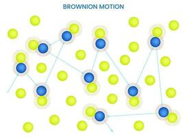 browniano movimiento, aleatorio movimiento de partículas debido a molecular colisiones vector