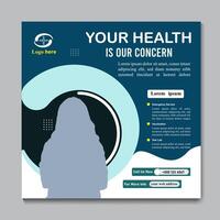 Healthcare post template. Medical promotion square web banner. Social media healthcare post. vector