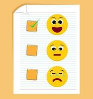 checkbox emoticon on white paper with yellow background vector