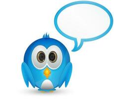 blue little bird with empty bubble speech vector