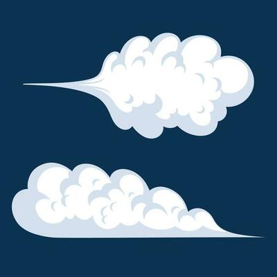 Comic cartoon smoke or cloud, vector speed motion effects