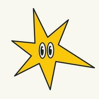 Cartoon vector funny cute star Comic character.