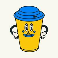 Cartoon vector funny cute Comic characters,paper coffe cup.