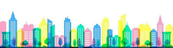 Cityscape skyline vector illustration. City buildings cartoon style scape.