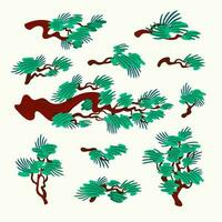 Japanese pine tree. Organic flat style vector illustration on white background.
