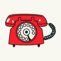 Cartoon vector funny cute Comic characters, retro phone.