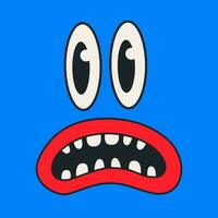 Cartoon vector funny cute monster face Comic character.