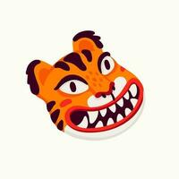 Tigre vector cabeza, dibujos animados Tigre gracioso cara en blanco antecedentes.