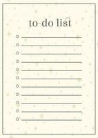 To-do list worksheet design template with starry sky. vector