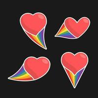 Heart icon with rainbow flag comet. Love diversity, pride month symbol. vector