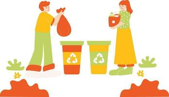 Sorting Waste for Recycling Illustration vector