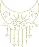 Aesthetic Celestial Boho Crescent Moon Line Art vector