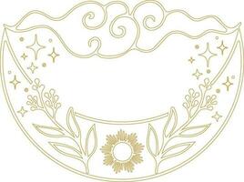 Aesthetic Celestial Boho Crescent Moon Line Art vector