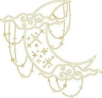 Aesthetic Celestial Boho Crescent Moon Line Art vector