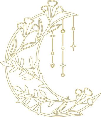 Aesthetic Celestial Boho Crescent Moon Line Art