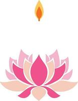 A Lotus Flower with Standing Candle vector