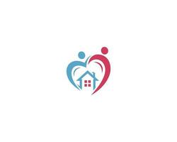 Simple house love and people care logo design vector icon.