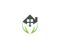 Natural Leaf Real Estate House Logo Design Environment Logo Vector Illustration.