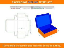 Envío caja, rectángulo caja, rectangular caja, dieline modelo vector