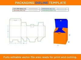 Snap Lock Box, Gift Box, Storage Box, Dieline Template vector