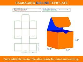 cuadrado remitente caja dieline modelo vector