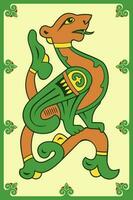 Winged Dog. Ancient Folk Fertility Symbol. Vector illustration, poster.