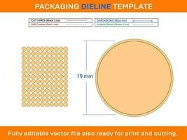 130pcs 19 mm CIRCLE or ROUND label sticker dieline template vector