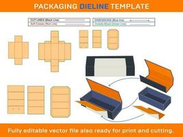 rígido caja, 3 camino rígido caja con magnético cerca solapa, dieline modelo vector