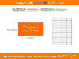 44 Adhesive Address Labels Dieline Template 49.9 x 26.282mm vector