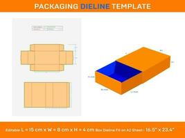 regalo diapositiva caja, dieline plantilla, 15 X 8 X 4 4 cm, svg, ai, eps, pdf, dxf, jpg, png vector