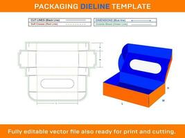 Rectangle Box With Display Dieline Template vector