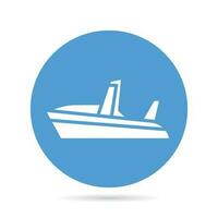 speedboat in blue circle button vector