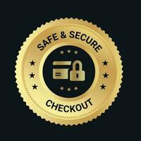 Safe Secure Checkout logo design and trust badge. checkout logo. secure logo desing vector