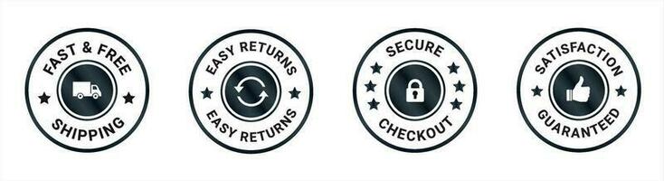 Money back guarantee, Free Shipping Trust Badges ,Trust Badges, secure checkout, easy returns vector