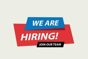 Vector we are hiring banner. hiring recruitment design. we are hiring join our team announcement