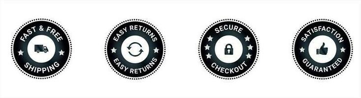 Money back guarantee, Free Shipping Trust Badges ,Trust Badges, secure checkout, easy returns vector