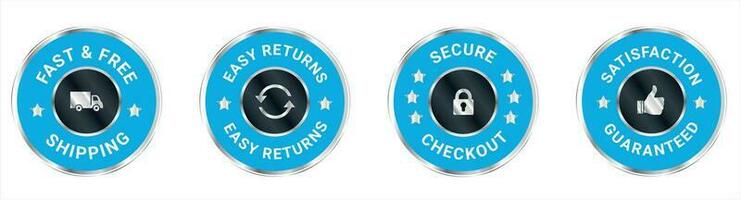 Money back guarantee, Free Shipping Trust Badges ,Trust Badges, secure checkout, easy returns vector