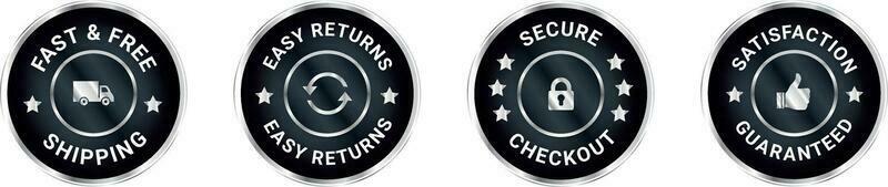 Money back guarantee, Free Shipping Trust Badges ,Trust Badges, secure checkout, easy returns vector