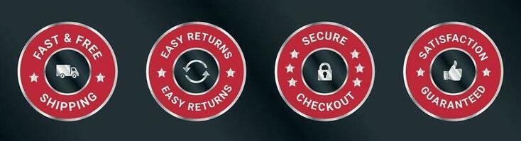 Money back guarantee, Free Shipping Trust Badges ,Trust Badges, secure checkout, easy returns vector