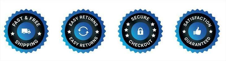 Money back guarantee, Free Shipping Trust Badges ,Trust Badges, secure checkout, easy returns vector