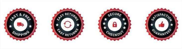 Money back guarantee, Free Shipping Trust Badges ,Trust Badges, secure checkout, easy returns vector