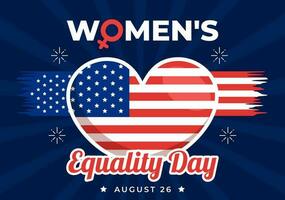 Womens Equality Day in United States Vector Illustration on August 26 with Women Right History Month in Flat Cartoon Hand Drawn background Templates